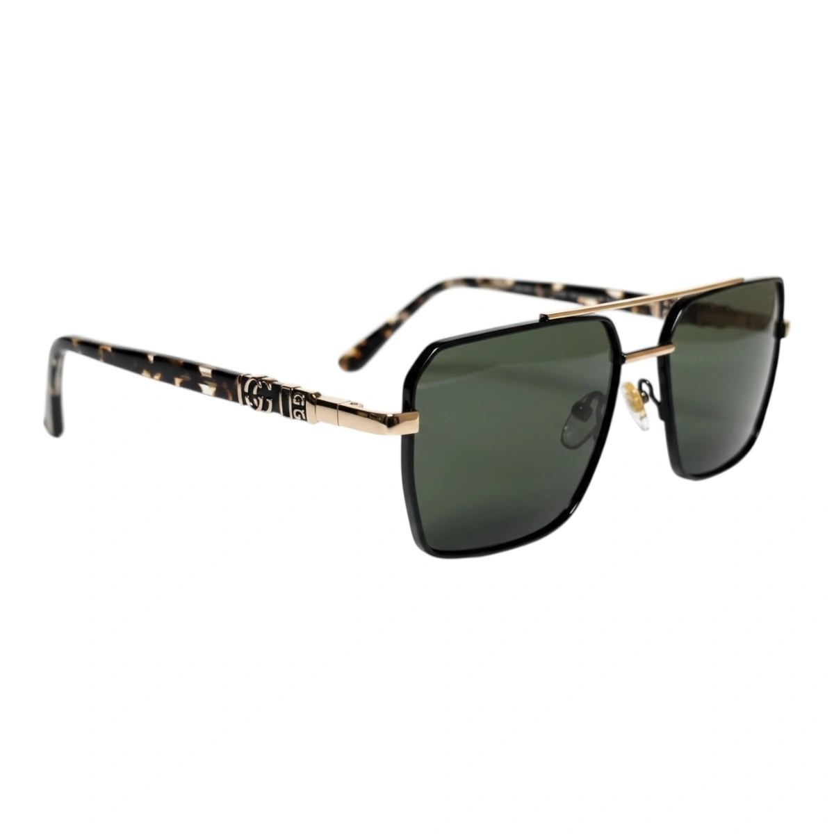 The Sovereign Geometric Sunglasses | 18K Gold & Forest Green