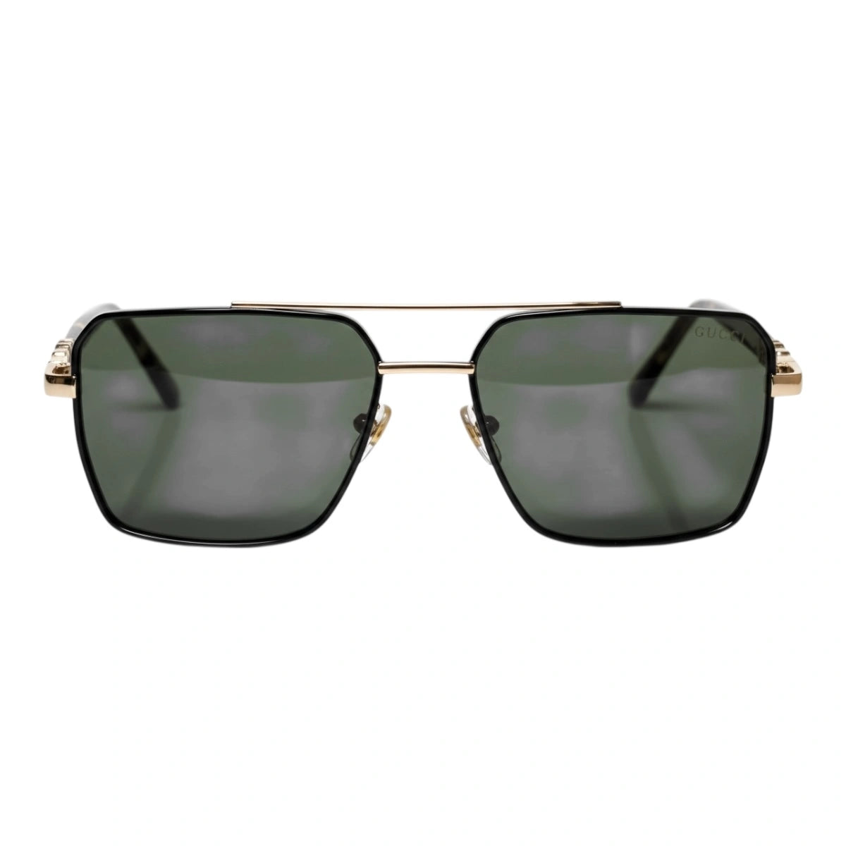 The Sovereign Geometric Sunglasses | 18K Gold & Forest Green