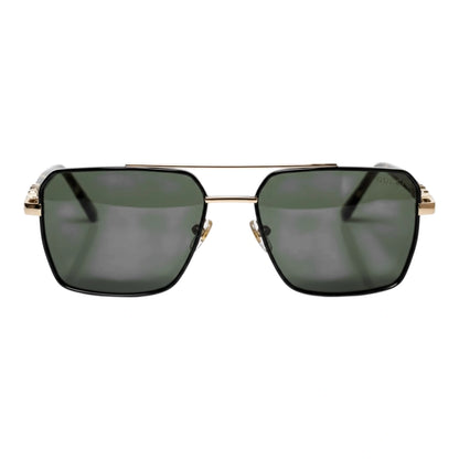 The Sovereign Geometric Sunglasses | 18K Gold & Forest Green
