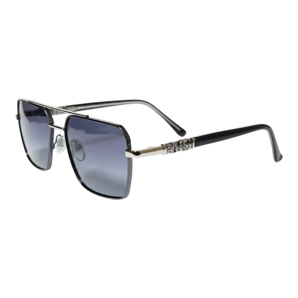 The Sovereign Geometric Sunglasses | Chrome & Midnight Blue