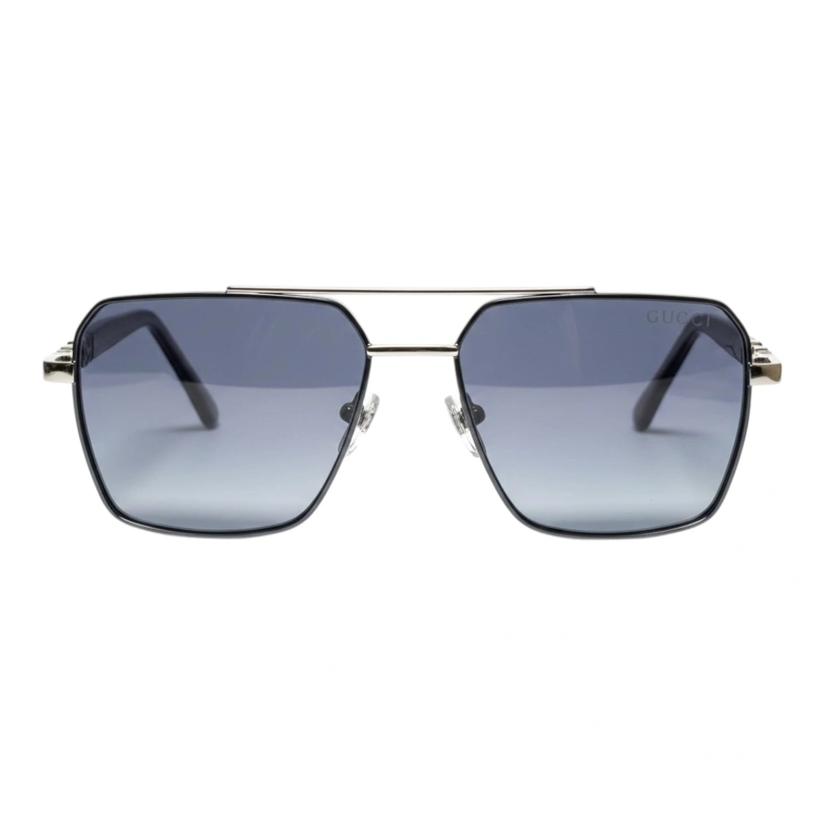 The Sovereign Geometric Sunglasses | Chrome & Midnight Blue