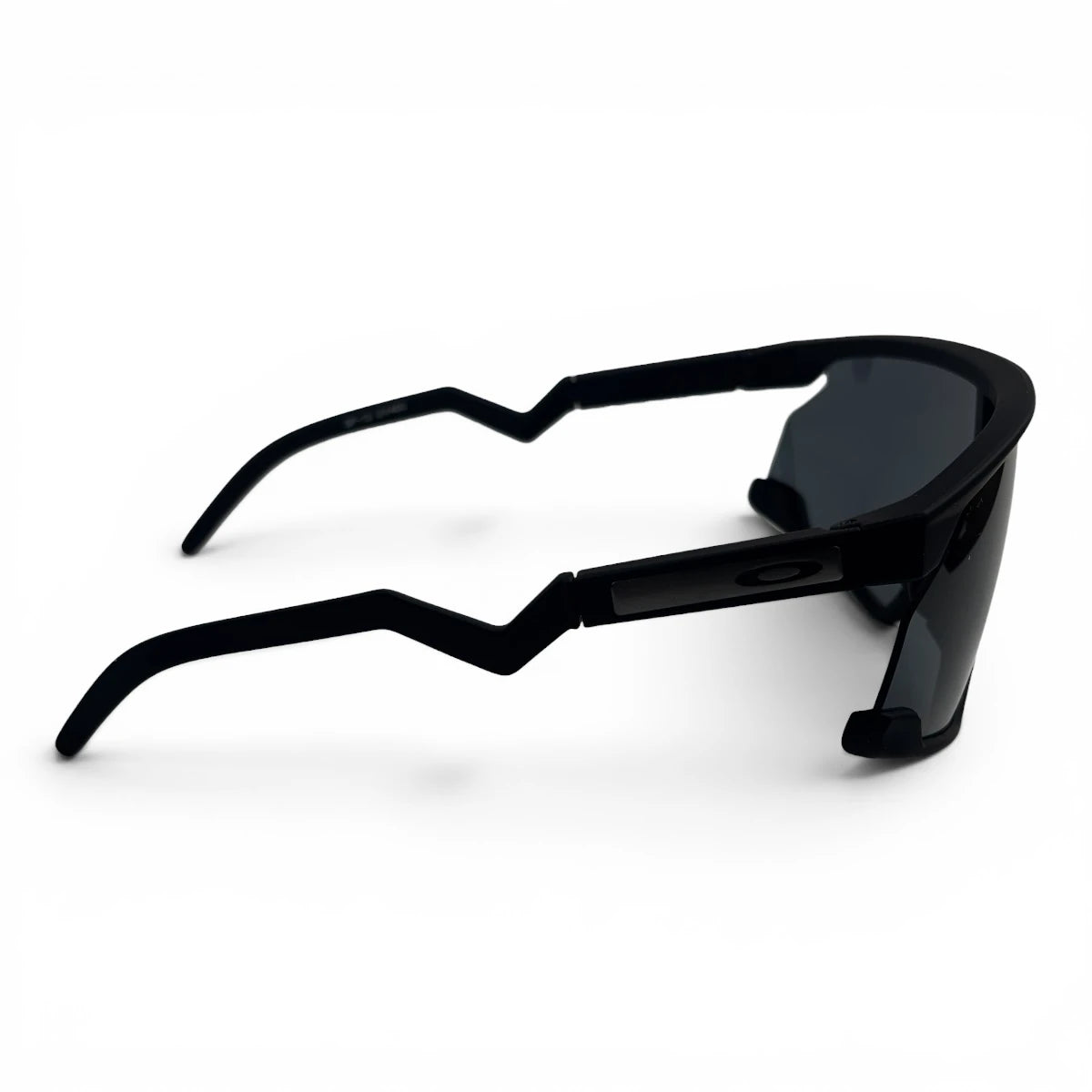 The Aero Sport Shield sunglasses in Black with Smoke lenses, side profile view