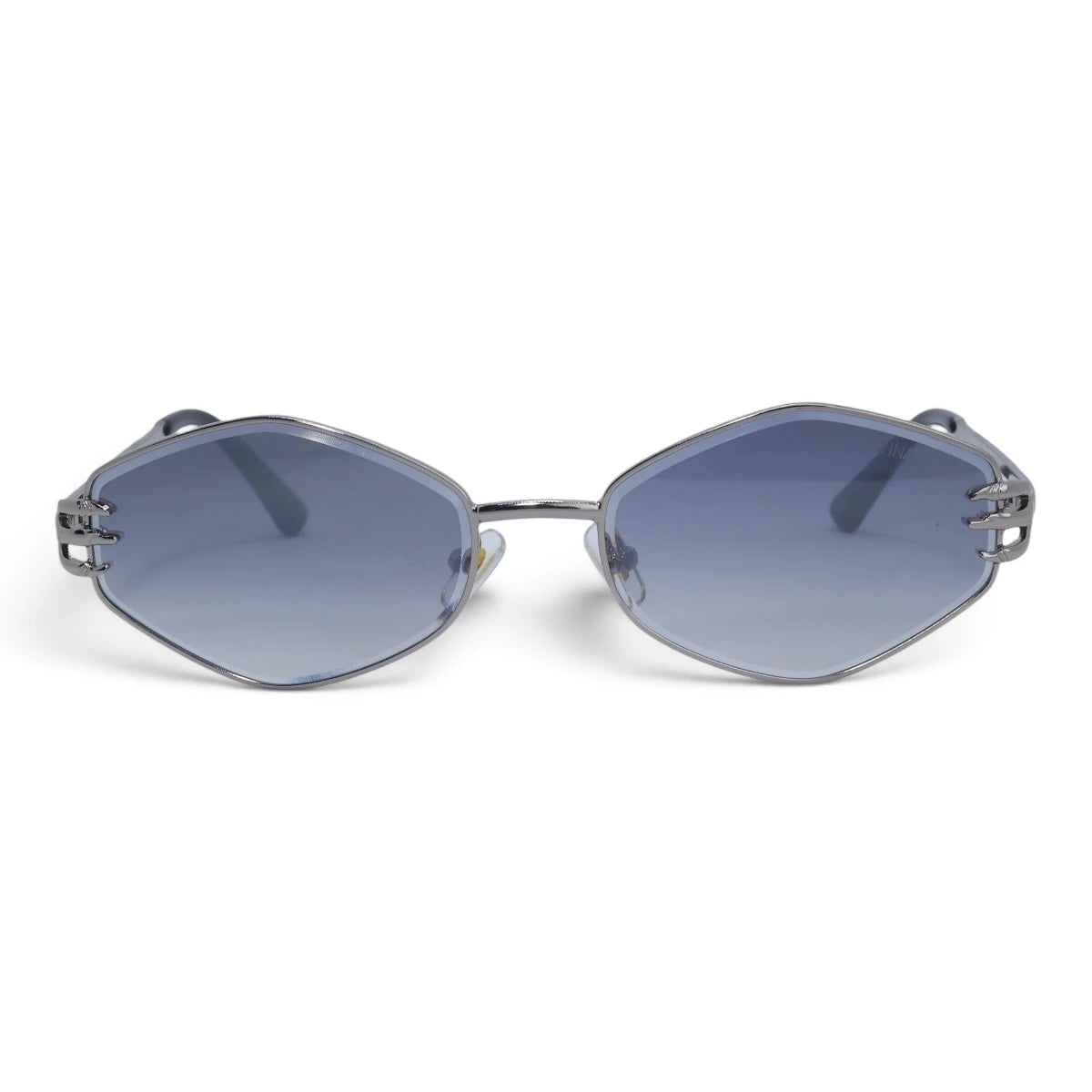 U&EYE The Amaris small oval sunglasses in Black / Blue-Gray Gradient — front view