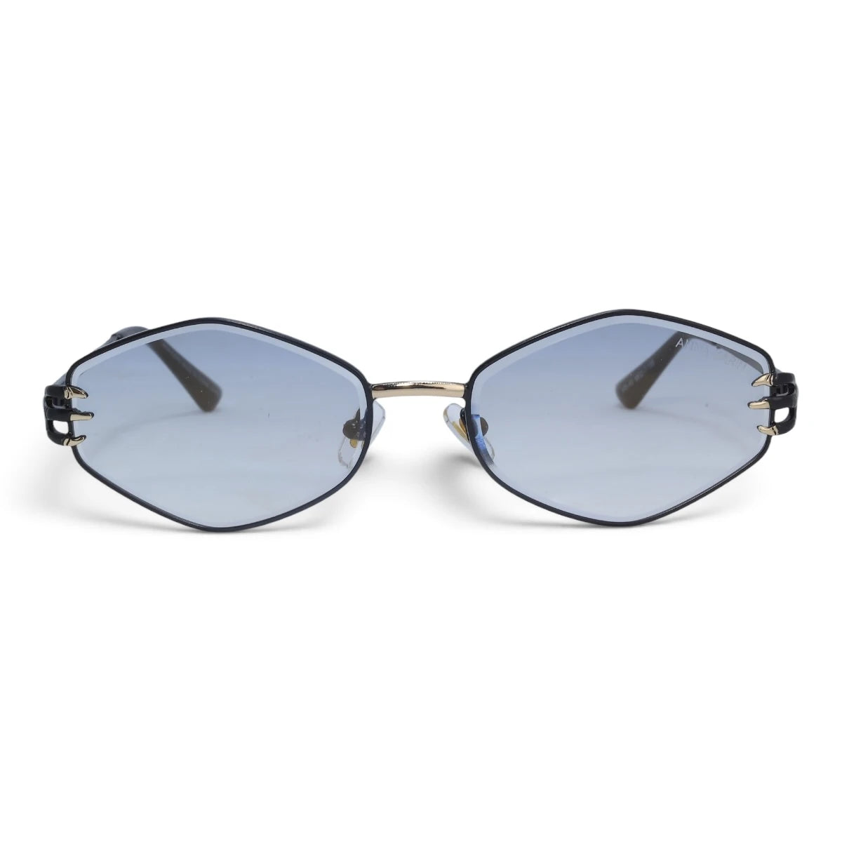 U&EYE The Amaris small oval sunglasses in Black / Light Blue Gradient — front view