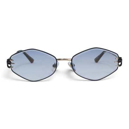 U&EYE The Amaris small oval sunglasses in Black / Light Blue Gradient — front view