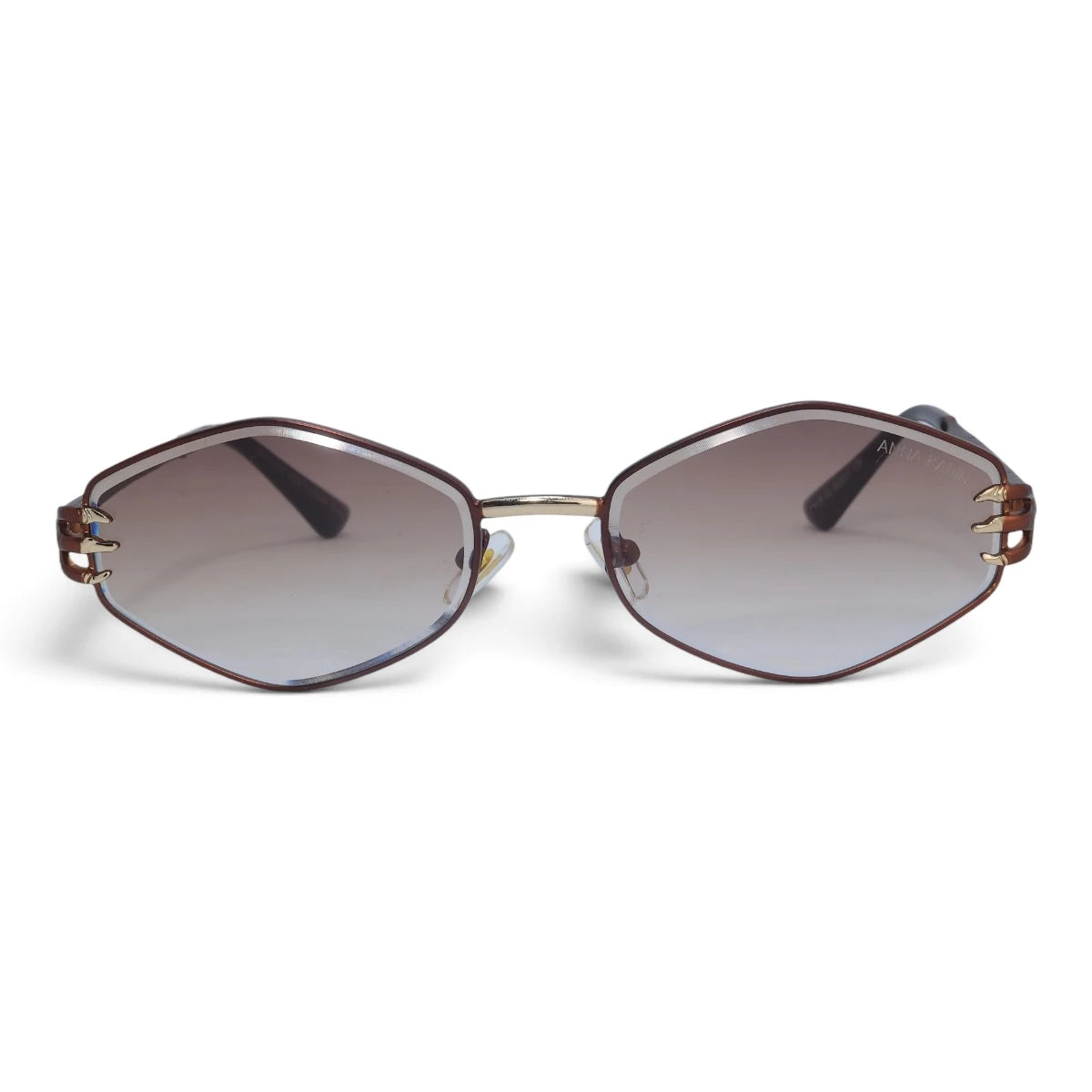 U&EYE The Amaris small oval sunglasses in Burgundy / Brown Gradient — front view