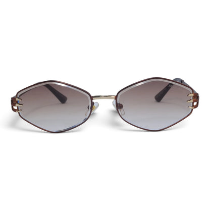 U&EYE The Amaris small oval sunglasses in Burgundy / Brown Gradient — front view