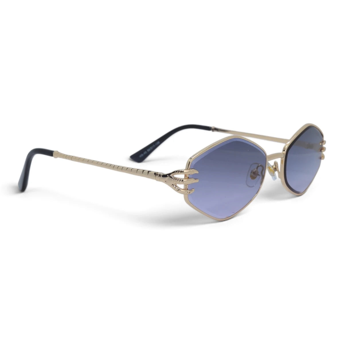U&EYE The Amaris small oval sunglasses in Gold / Violet-Blue Gradient — angled view
