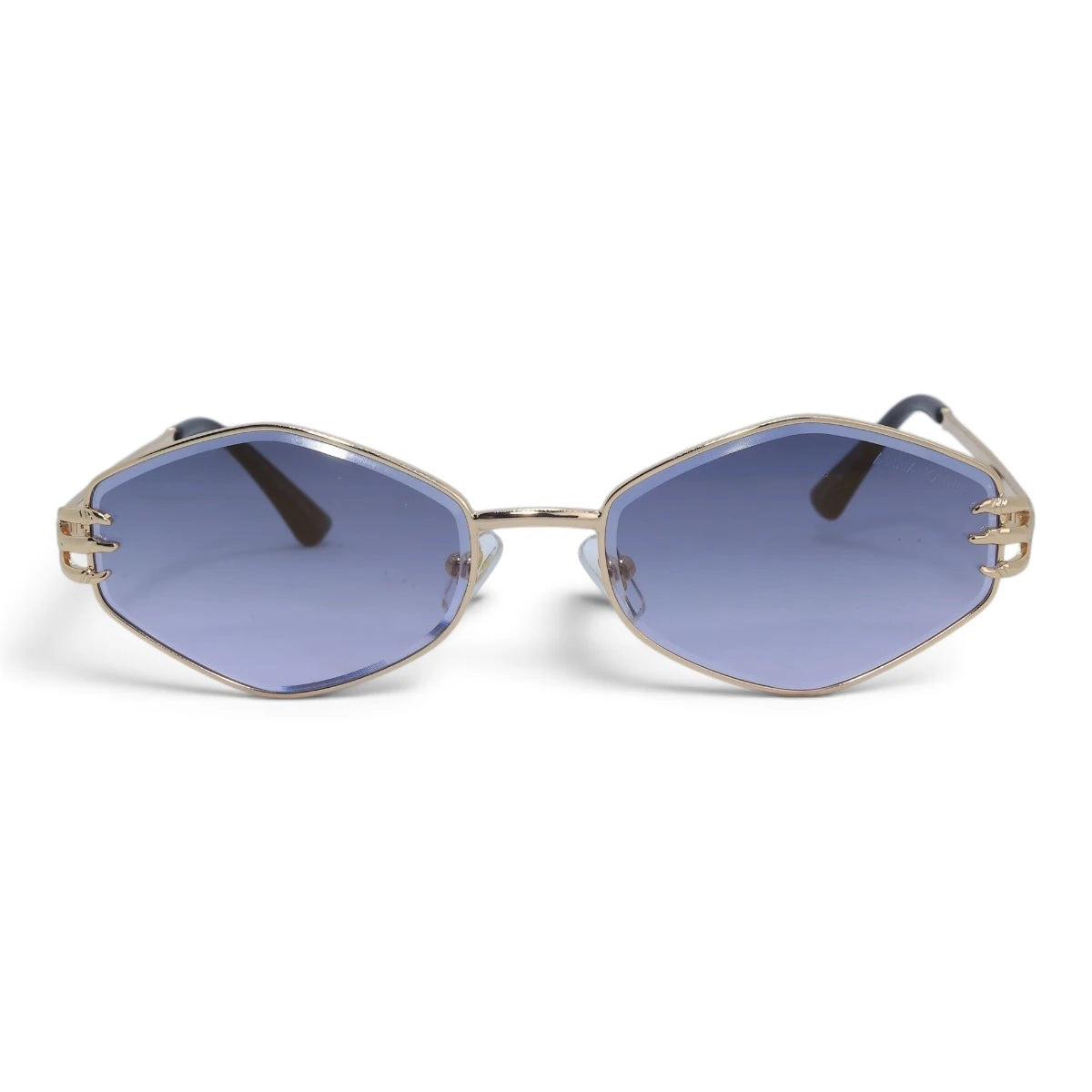 U&EYE The Amaris small oval sunglasses in Gold / Violet-Blue Gradient — front view