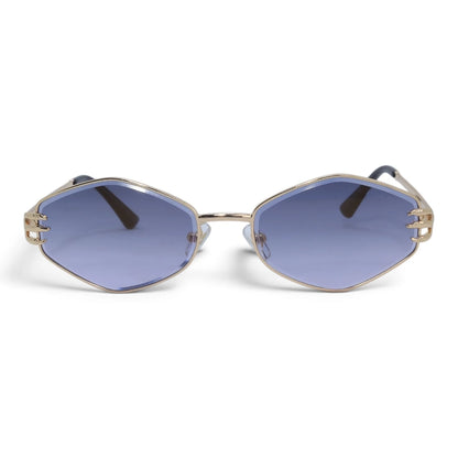 U&EYE The Amaris small oval sunglasses in Gold / Violet-Blue Gradient — front view