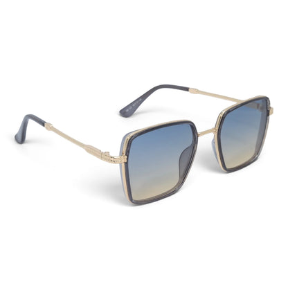 U&EYE The Arden rounded square sunglasses in Gold / Blue-Gold Gradient — angled view