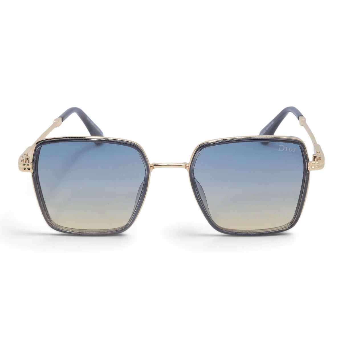 U&EYE The Arden rounded square sunglasses in Gold / Blue-Gold Gradient — front view