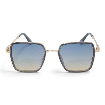U&EYE The Arden rounded square sunglasses in Gold / Blue-Gold Gradient — front view