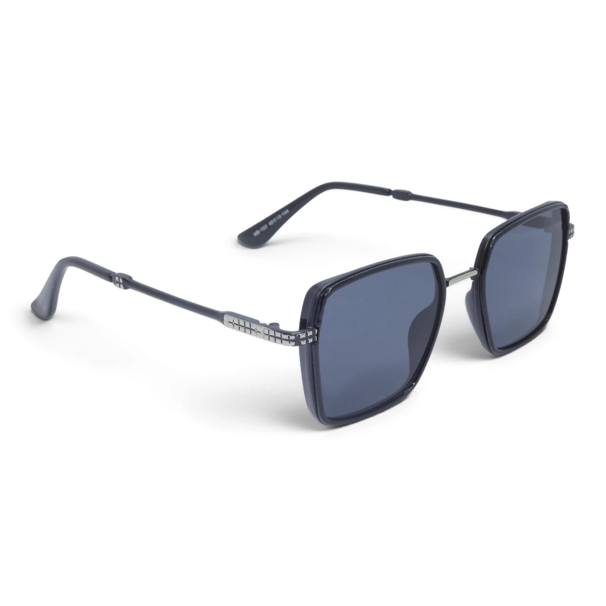 U&EYE The Arden rounded square sunglasses in Gunmetal / Dark Blue-Gray — angled view
