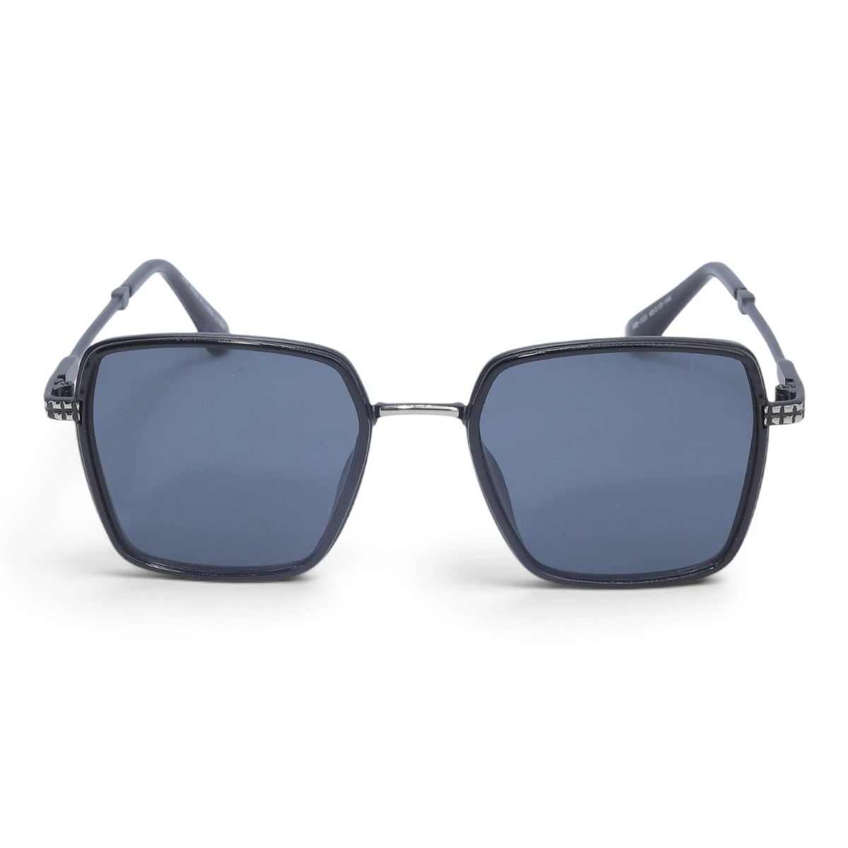 U&EYE The Arden rounded square sunglasses in Gunmetal / Dark Blue-Gray — front view