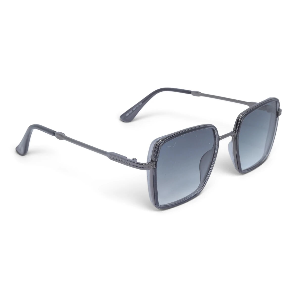 U&EYE The Arden rounded square sunglasses in Gunmetal / Light Blue-Gray Gradient — angled view