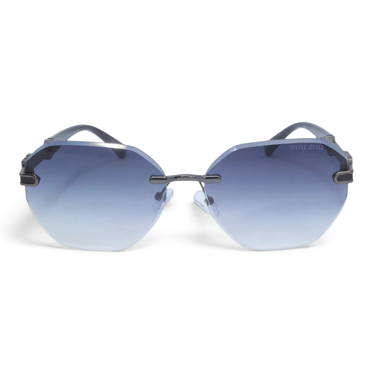 U&EYE The Aurelia rimless butterfly sunglasses in Black / Lavender-Blue Gradient — front view