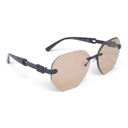 U&EYE The Aurelia rimless butterfly sunglasses in Black / Peach Champagne — angled view