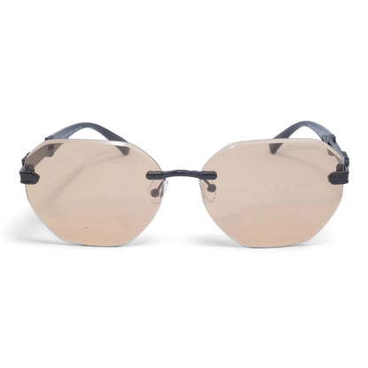 U&EYE The Aurelia rimless butterfly sunglasses in Black / Peach Champagne — front view