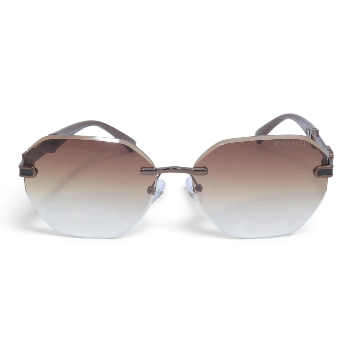 U&EYE The Aurelia rimless butterfly sunglasses in Brown / Brown-Clear Gradient — front view