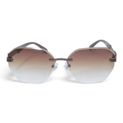 U&EYE The Aurelia rimless butterfly sunglasses in Brown / Brown-Clear Gradient — front view
