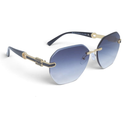 U&EYE The Aurelia rimless butterfly sunglasses in Gold / Violet-Blue Gradient — angled view