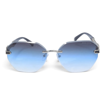 U&EYE The Aurelia rimless butterfly sunglasses in Silver / Blue Gradient — front view
