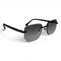 The ‘Auren’ Rimless Geometric Sunglasses | Black Burgundy Gray