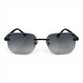 The ‘Auren’ Rimless Geometric Sunglasses | Black Burgundy Gray
