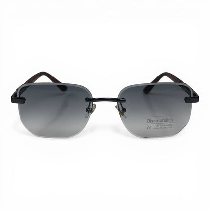 The Auren Rimless Geometric sunglasses in Black Burgundy with Gray Gradient lenses, straight front view