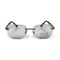 The ‘Auren’ Rimless Geometric Sunglasses | Gold Brown Clear