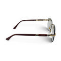 The ‘Auren’ Rimless Geometric Sunglasses | Gold Brown Light Green