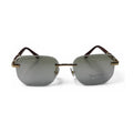 The ‘Auren’ Rimless Geometric Sunglasses | Gold Brown Light Green
