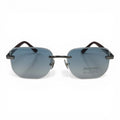The ‘Auren’ Rimless Geometric Sunglasses | Gold Burgundy Blue
