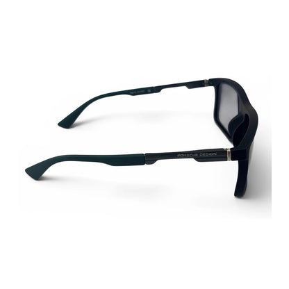 The Axiom Rectangle sunglasses in Black with Purple Gradient lenses, side profile view