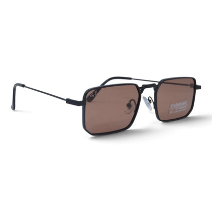 U&EYE The Axton rectangle polarized sunglasses in Black / Brown — angled view