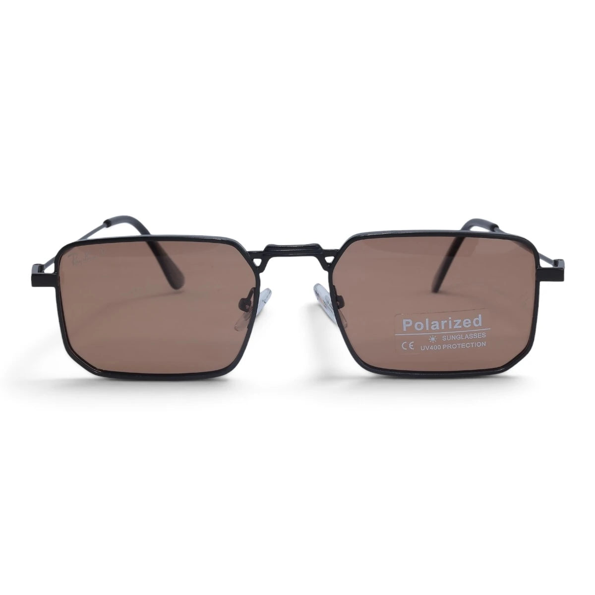 U&EYE The Axton rectangle polarized sunglasses in Black / Brown — front view