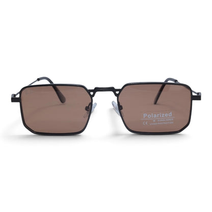 U&EYE The Axton rectangle polarized sunglasses in Black / Brown — front view