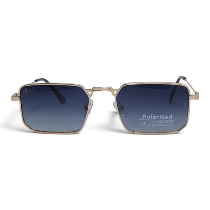 U&EYE The Axton rectangle polarized sunglasses in Gold / Dark Blue — front view