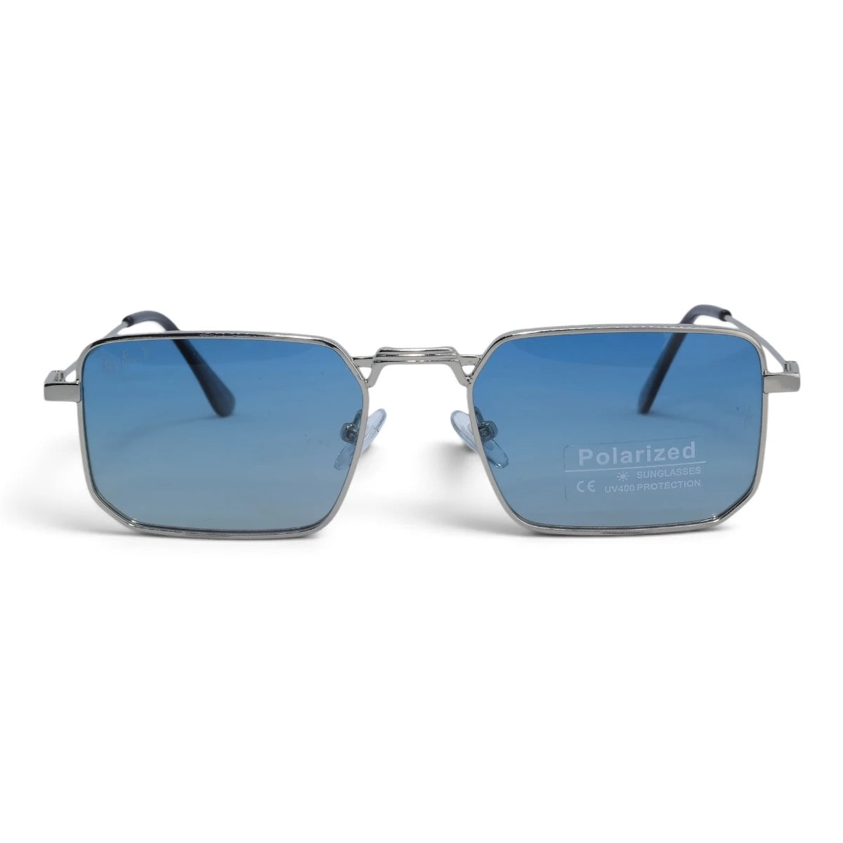 U&EYE The Axton rectangle polarized sunglasses in Silver / Blue Mirror — front view