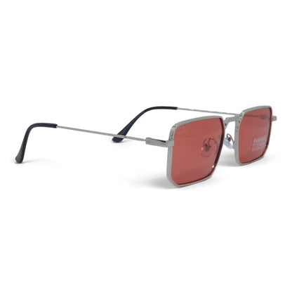 U&EYE The Axton rectangle polarized sunglasses in Silver / Rose — angled view