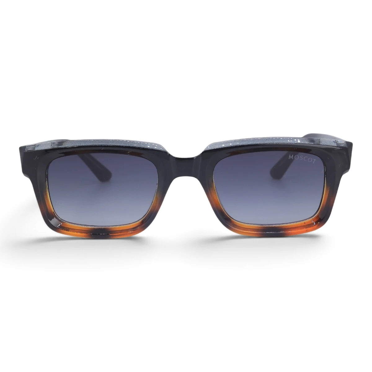 U&EYE The Bastian chunky square sunglasses in Black-Amber Ombré / Violet-Blue Gradient — front view