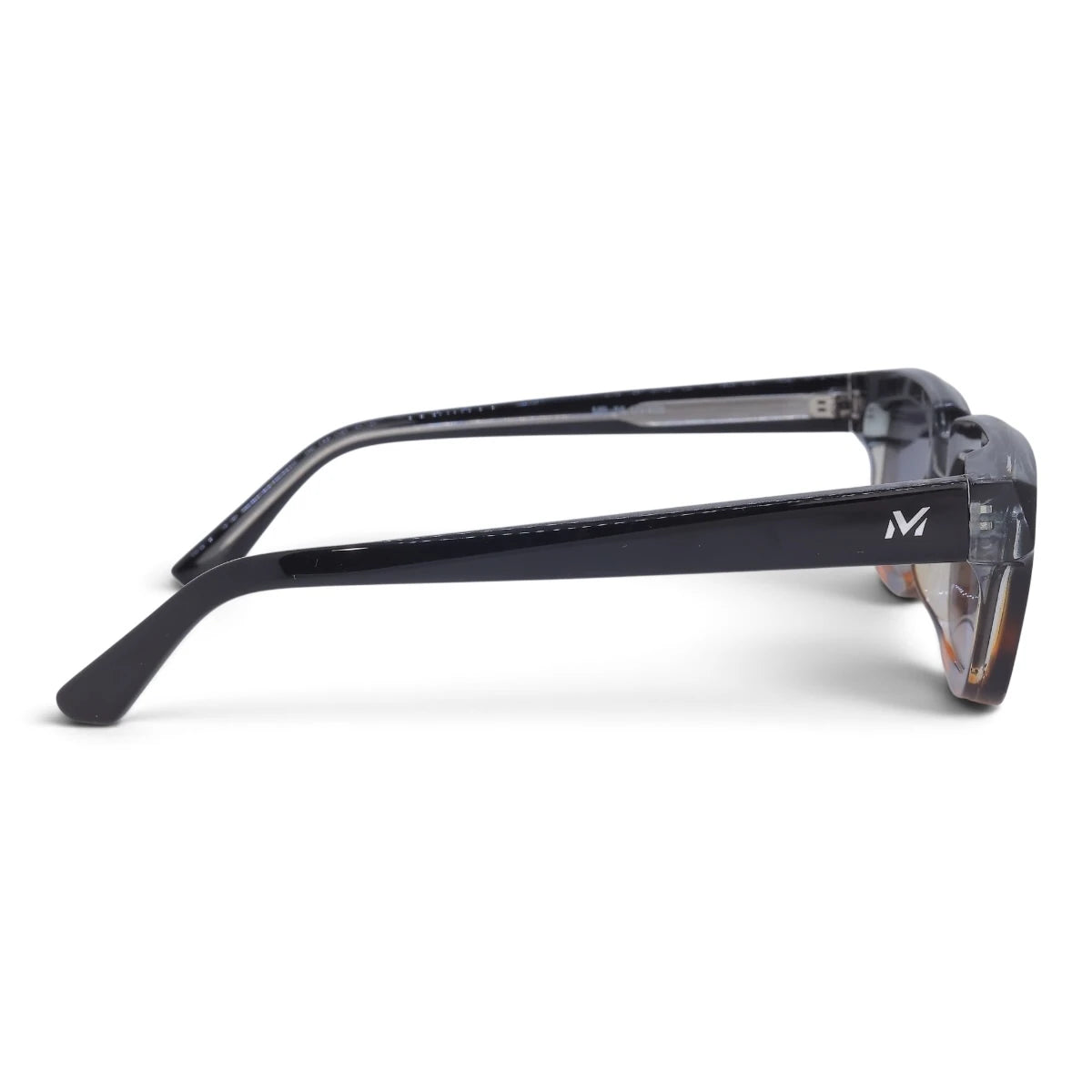 U&EYE The Bastian chunky square sunglasses in Black-Amber Ombré / Violet-Blue Gradient — side view