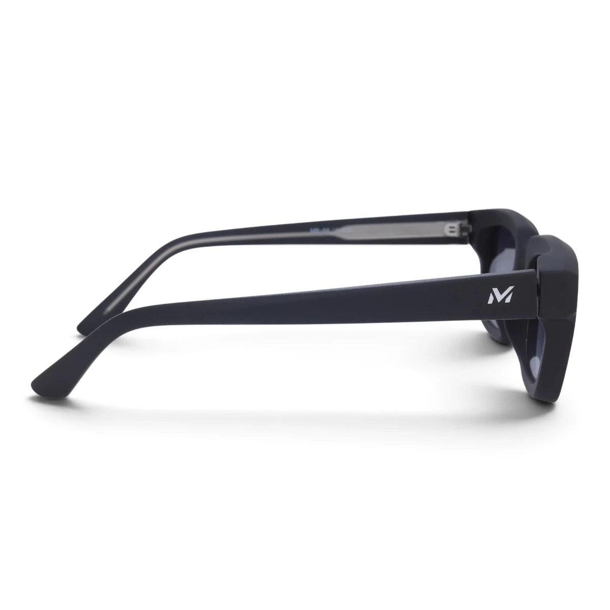 U&EYE The Bastian chunky square sunglasses in Matte Black / Blue-Gray Gradient — side view