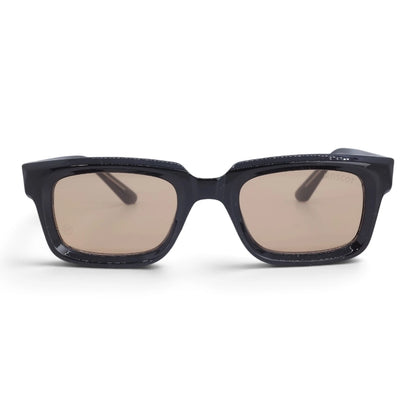 U&EYE The Bastian chunky square sunglasses in Polished Black / Champagne Mirror — front view