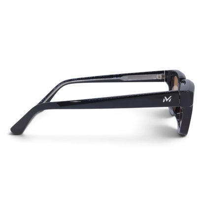 U&EYE The Bastian chunky square sunglasses in Polished Black / Champagne Mirror — side view
