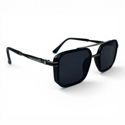 The Caden Square sunglasses in Black with Dark Gray lenses, angled three-quarter view