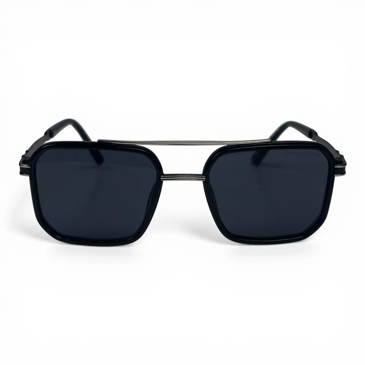 The Caden Square sunglasses in Black with Dark Gray lenses, straight front view