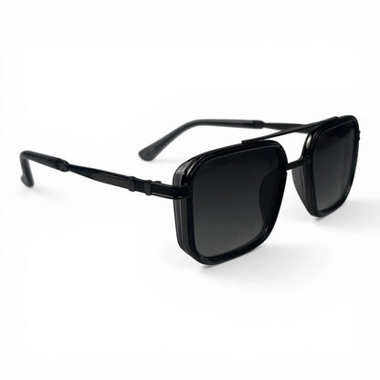 The Caden Square sunglasses in Black with Gray Gradient lenses, angled three-quarter view