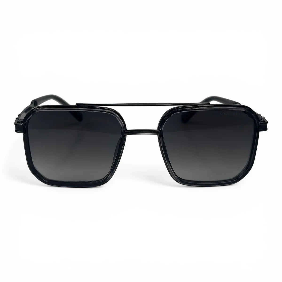 The Caden Square sunglasses in Black with Gray Gradient lenses, straight front view